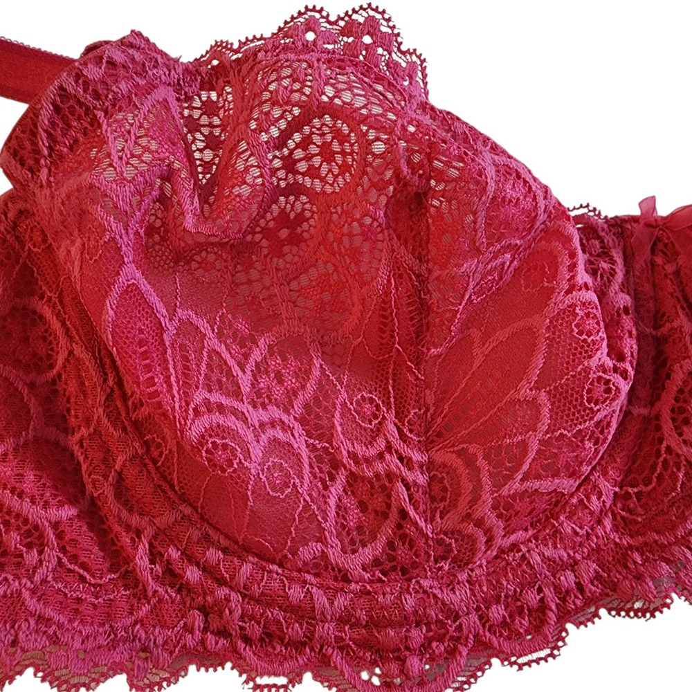 Torrid Curve Pink Lace Unlined Balconette Bra Underwire 40B Magenta 148862 - Picture 3 of 9